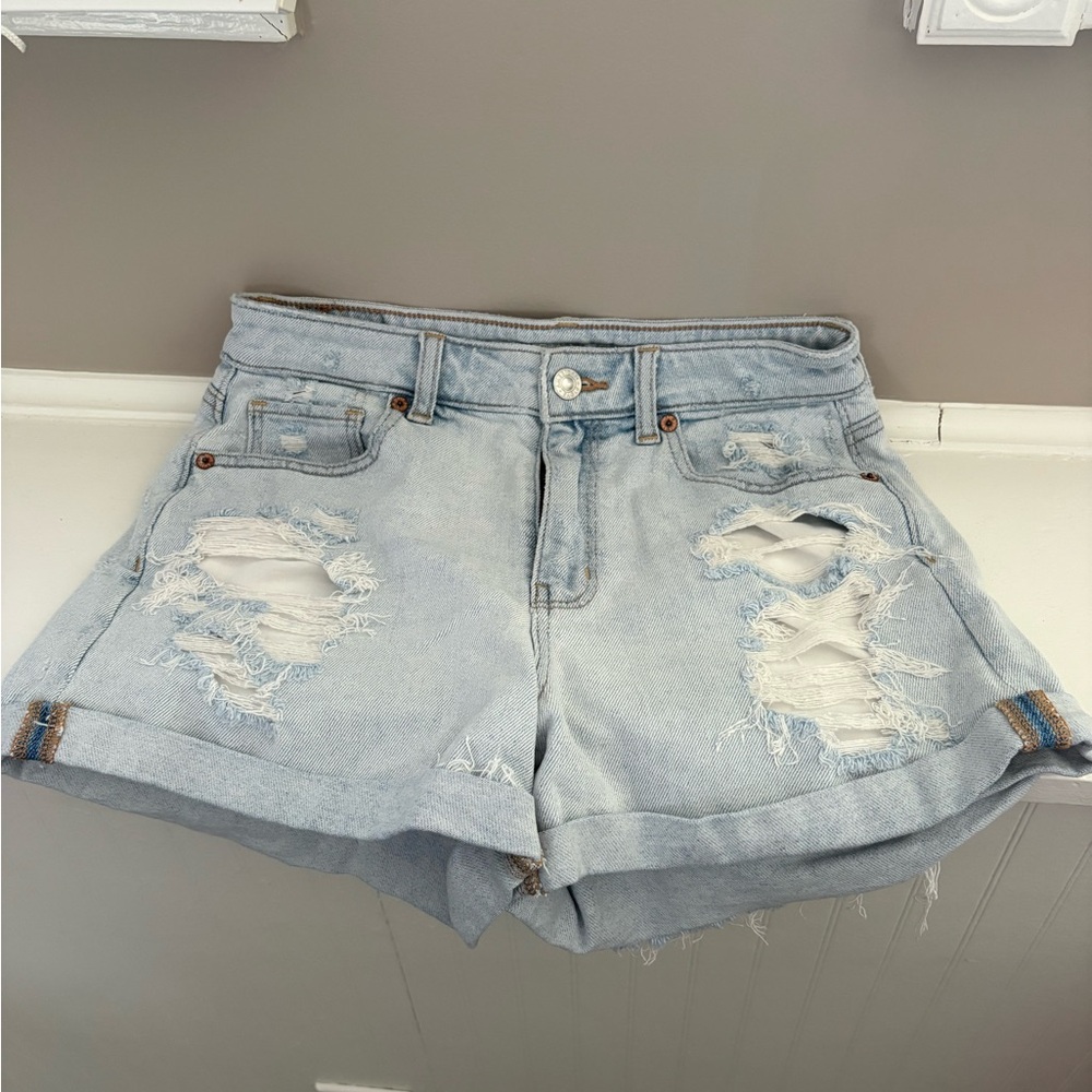 American Eagle Outfitters Light Wash Ripped Jean Shorts
